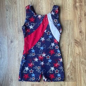 Just Imagine Girls Gymnastics Leotard Size XS Red White Blue American Flag